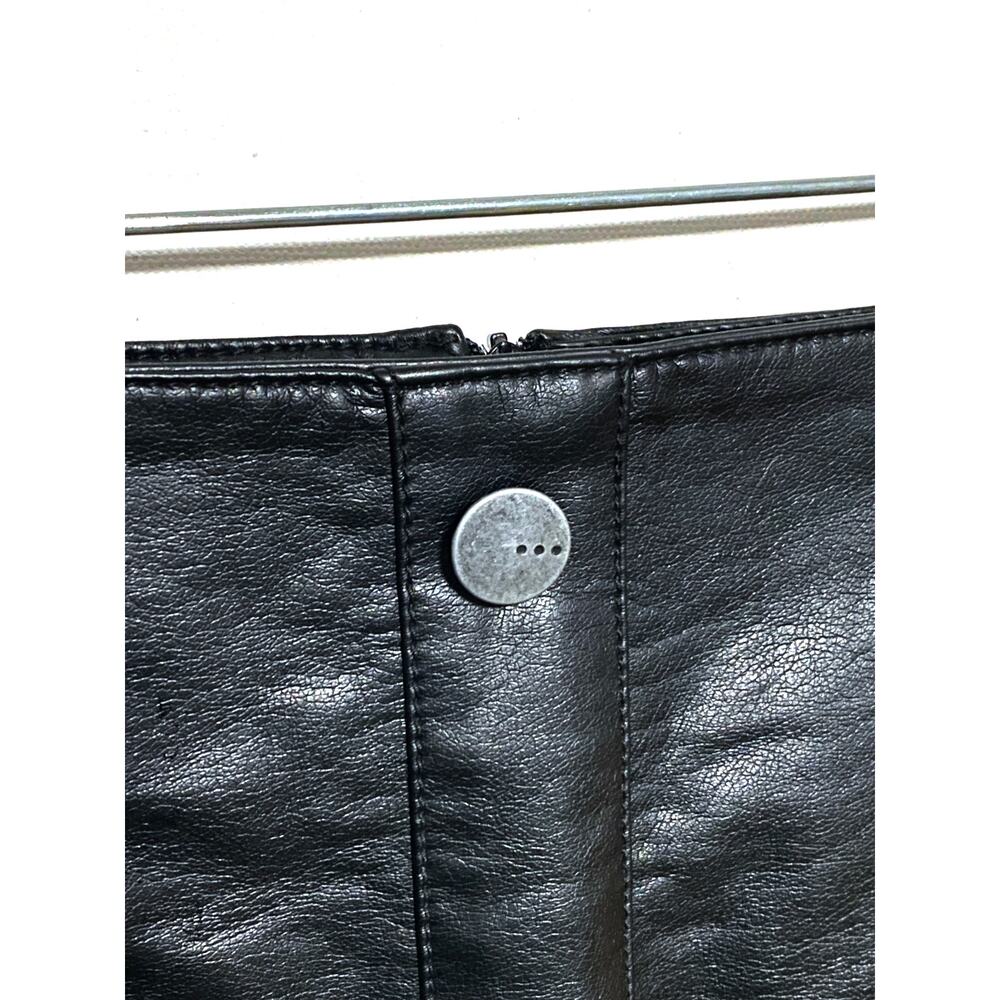 TGLA Faux Buttons Faux Leather Black Mini Skirt M Whimsigoth Grunge Baddie Moto - Picture 2 of 7